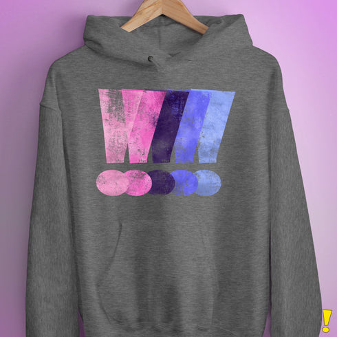 Distressed Omnisexual Pride Exclamation Points Hoodie - Grey Heather